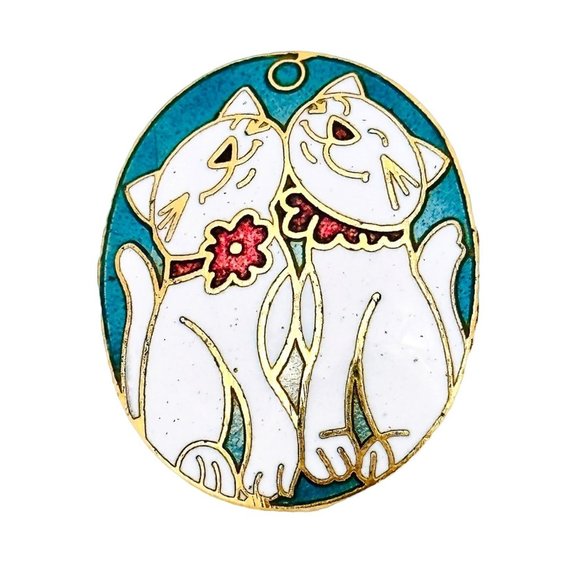 Vintage Enamel Cat Earrings  Pierced - Picture 3 of 5